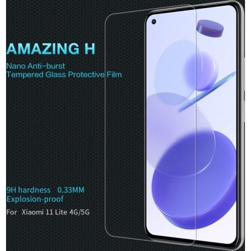 Tempered Glass for Xiaomi 11 Lite /Mi11 Lite NILLKIN Amazing H 0.33MM Anti-Burst Screen Protector for Xiaomi Mi 11 Lite Glass