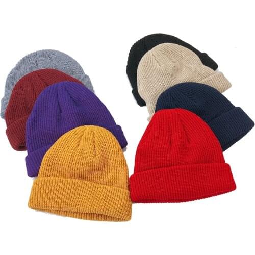 Winter Ski Cap Ribbed Knitted Cuffed Short Melon Hip Hop Skullies Beanie Warm Knitted Hat Men Winter Hats for Men