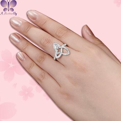 100% 925 Sterling Silver Engagement Ring Anniversary Marquise Cut trefoil Ring Ladies Wedding Ring Fast Shipping