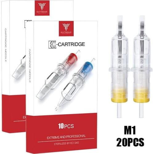 20 Pcs M1 Disposable Sterile Tattoo Eyes Eyebrow Cartridge Needles Curved Magnum for Rotary Pen Supplies