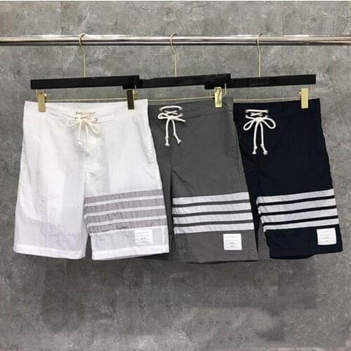 2021 Fashion TB THOM Brand Casual Shorts Men Summer Beach Shorts Sports Trousers Striped Panelled Jogger Track Shorts Ins