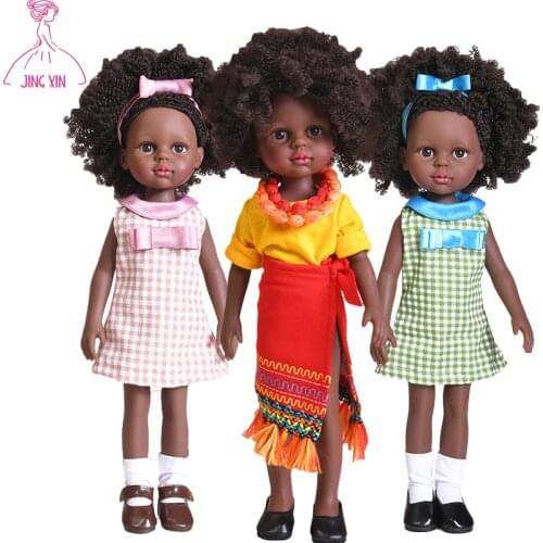 39cm Black Freckle BJD Dolls Silm Full Silicon African Doll Pretty Girl Toy With Suit Make up Girls DIY BJD Dolls Dress UP Toys