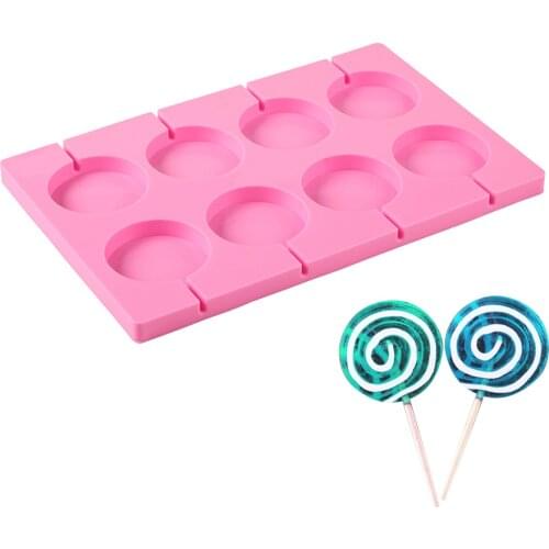 8 Round Lollipop Silicone Mold 3D DIY Homemade Dessert Mould For Cake Chocolate Candy Ice Cubes Tray Baking Accessories Tools