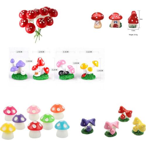 8 pcs Random Color kawaii Decorations Mushroom Fairy Garden Miniatures Decorative Micro Landscape Bonsai Plant Gardening