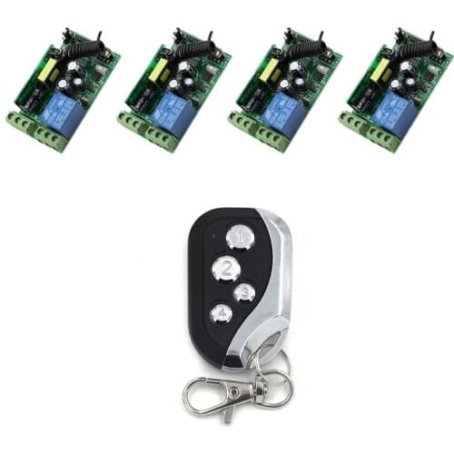 Promotion AC 85V 110V 120V 220V 250V 1 CH RF Wireless Remote Control Switch 4pcs Receivers+1 pcs Transmitter Light Switch