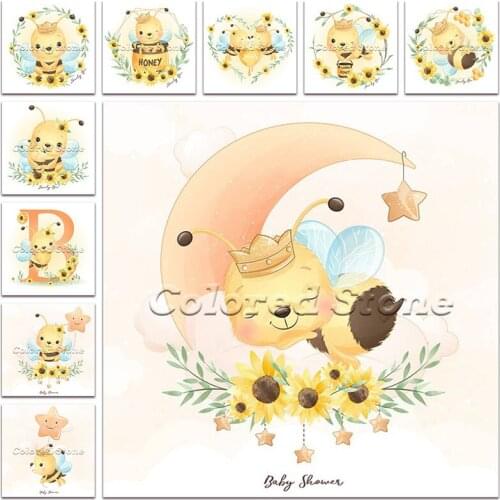 New Diamond painting Cartoon Animal Flower bee moon 5D DIY Full Square Drill embroidery Cross stitch 3D Round mosaic Drawing 151