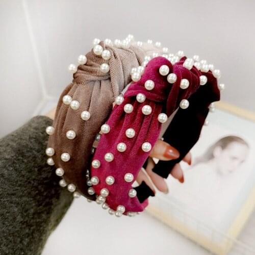 FASACC Velvet Hairband Adult Headbands Vintage Bezel Pearl Female Headband Korean Headwear Womens Fashion 2019 Hair Accessories