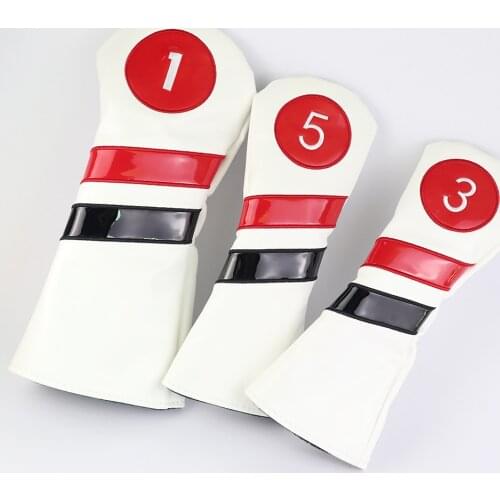 Golf Club Head Covers for Woods 1 3 5 Driver Fairway PU Waterproof Golf Headcover Protector