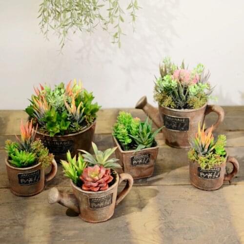Rustic Succulents Set American Small Bonsai Decoration Home Desktop Soft Decoration Flower Pot For Table And Home Decor