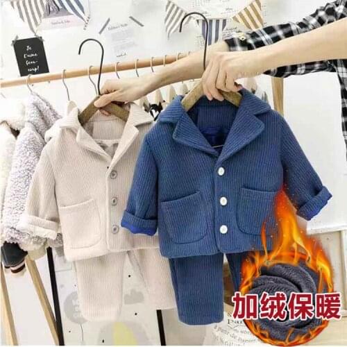 Childrens Autumn and Winter Baby Clothing Sets 2019 Childrens Clothing Korean Baby Corduroy Jacket+pants Handsome Baby Suits