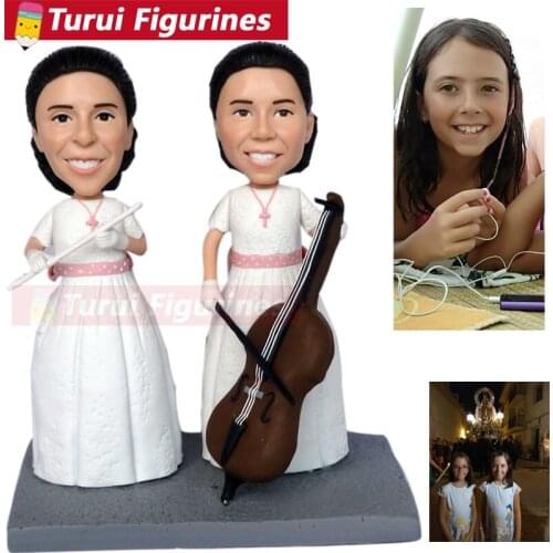 Girl plays the cello figurines custom bobblehead wedding cake topper girl engagement gift performer figurine home decorations