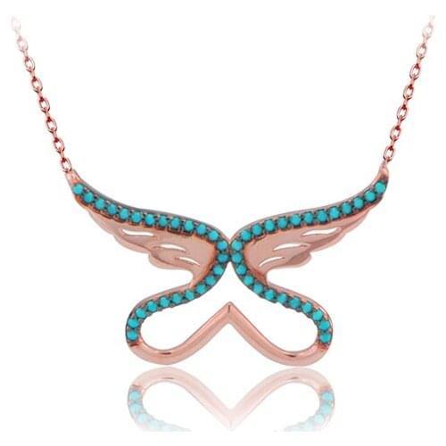 Hot Sale Love Trendy 925 Silver Turkish Jewelry Zircon Fashion Angel Lover Necklace For Women Valentines Day Luxury Designer