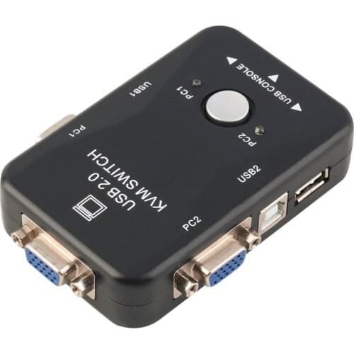 2 Ports USB 2.0 VGA/SVGA KVM Switch Box for Sharing Monitor Keyboard Mouse Newest
