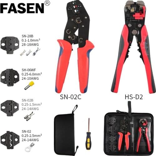 Mini Hand Crimping Tool Set SN-02C 4 Jaws（28B/06WF/02B/02）Connectors Crimper Pliers Kit for Plug /Tube/Insuated/Non Insulating