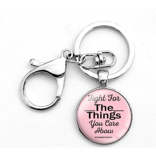 Trendy Lobster Buckle Key Chains Feminism Ruth Bader Ginsburg Glass Cabochon Pendant Keychains For Women Men Jewelry