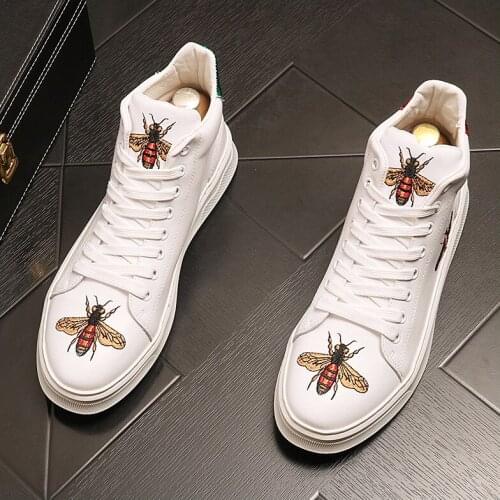 2021 New Sneakers Man Embroidery Designer Men Shoes Mix Colors High Tops for Men Flat Platform Rock Punk Loafers Walking Flats