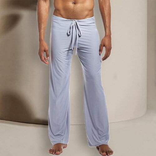 Mens Sleep Bottoms Pajama Pant Drawstring Low-waisted Design Casual Sexy Long Sleep Wear Pants for Outdoor Activities Plus Size
