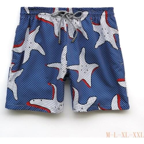 2021 Brand New Mens Swimwear Luxury Pattern Starfish Summer Travel Holiday Beach Board Shorts Tropical Mesh Boardshorts Boxer