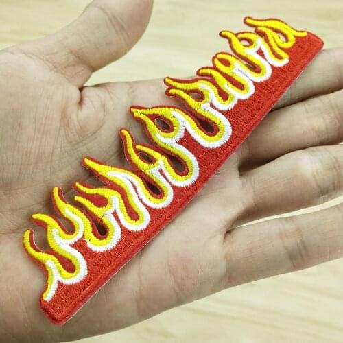 Biker Motorcycle Racing Symbol Fire Flame Patch for Bag Backpack Jacket Cap Iron on Sticker Wholesale