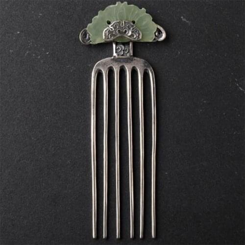 New designer original comb hairpin Thai silver jewelry Chinese retro inlaid jade luxury charm ladies