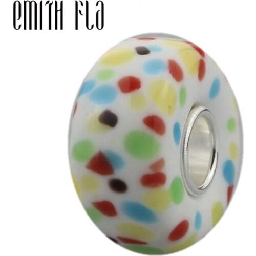 2018 New 925 Sterling Silver Color Point Murano Glass Beads Charms DIY Fit For European Original Bracelets And Necklace DIY