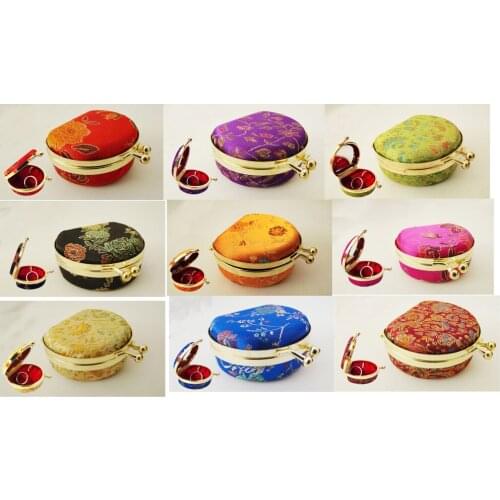 Wholesal 10pcs Chinese Handmade Vintage Silk Jewelry Gift Box With Mirrors