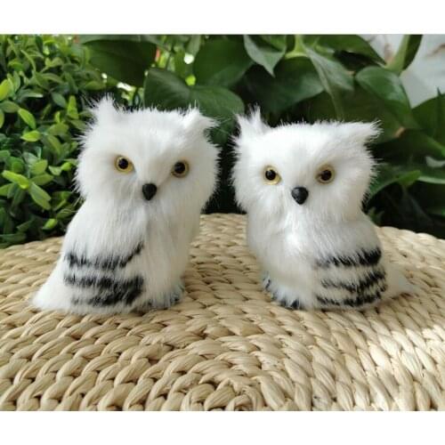 A pair of small cute real life owl models plastic&furs white owl dolls home decoration gift about 6x6x9cm xf2687