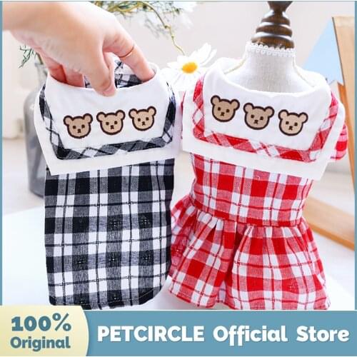 PETCIRCLE Dog Clothes Three Bears Student Plaid Dress/Shirt For Small Dog Puppy Pet Cat All Season Pet Cute Costume Pet Clothes