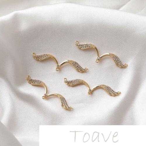 14K gold-plated copper plated real gold wings three-hanging zircon pendant diy necklace earrings hand-made material accessories