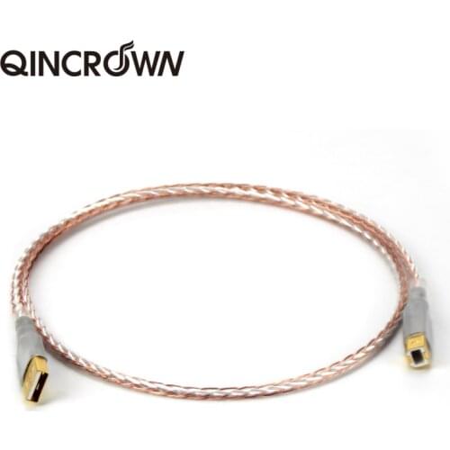 QINCROWN Fever A-B USB Cable HIFI Single Crystal Copper Silver Plated Decoder DAC Data Line