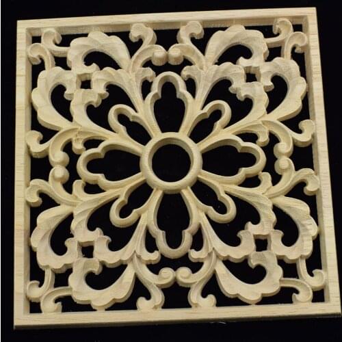 Retro Vintage Unpainted Wood Carved Decal Wood Woodcarving Decal Corner Decoration Accessories Furniture Crafts Home Ornaments