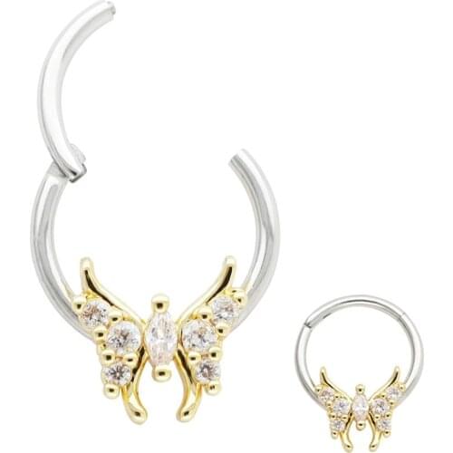 JHJT 16G Nose Ring Hinge Segment 316L Surgical Stainless Steel Septum Nostril Earrings Piercing Jewelry