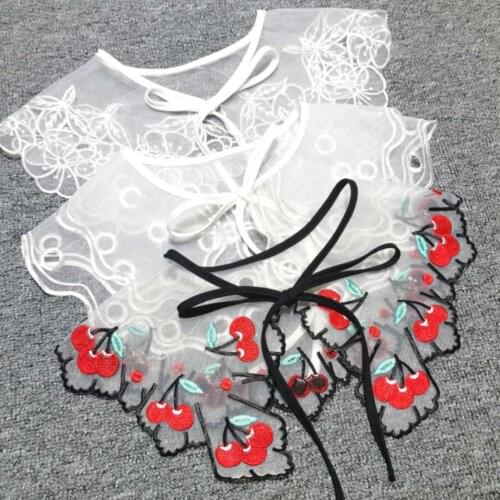 Organza Embroidery Detachable Collars Women Cotton Lace Fake Collar Blouse Vintage Shirt Collar False Women Clothes Accessories