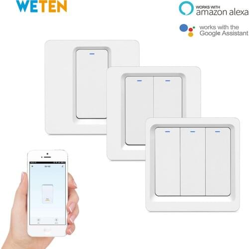 EU UK Wifi Smart Switch, Tuya Smart Life App Remote Control, Work with Alexa Google Smart Home 110V 220V Wifi Light Switch