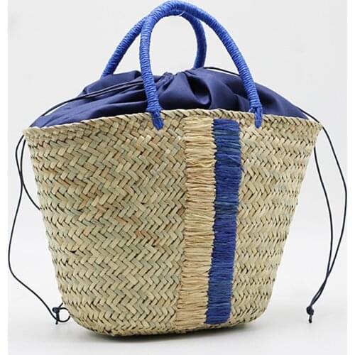 Straw Rattan Weaving Women Handbag Summer Wicker Woven Womens Bag Casual Beach Basket Purse Large Capacity Bucket Bag For Woman
