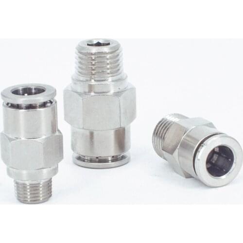 M5 1/8" 1/4" 3/8" 1/2" BSPT Male Pneumatic Nickel Plated Brass Push In Quick Connector Release Air Fitting Plumbing