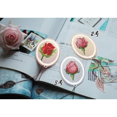 Cross stitch DMC set creative gift simple metal bookmark rose 3 choose 1 couple gift