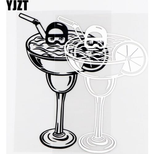 YJZT 10.6×16CM Vinyl Decals Fun Cocktail Car Stickers Personalized Body Decoration Black/Silver 20B-0153