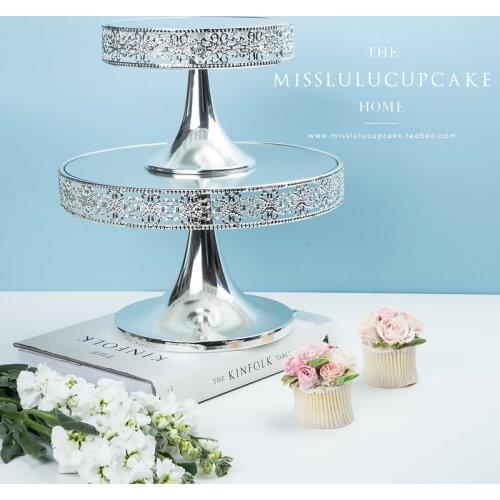 Mirror cake stand fruit plate metal dessert plate cake table silver color