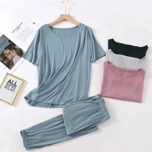 Womens Home Clothes Summer Sleepwear Lounge Set Homewear Female Pajamas Set Trouser Home Suit Home Clothes for Women Loungewear