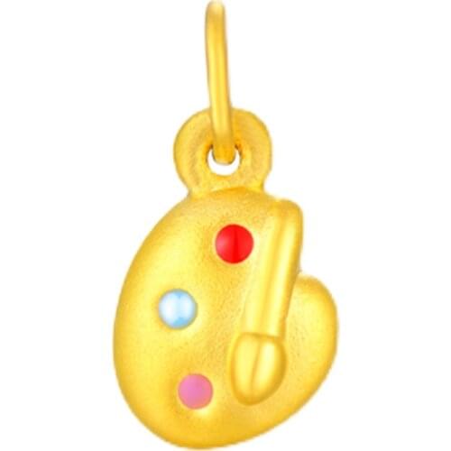 Pure 24K Yellow Gold Pendant Women 999 Gold Drawing Board Necklace Pendant