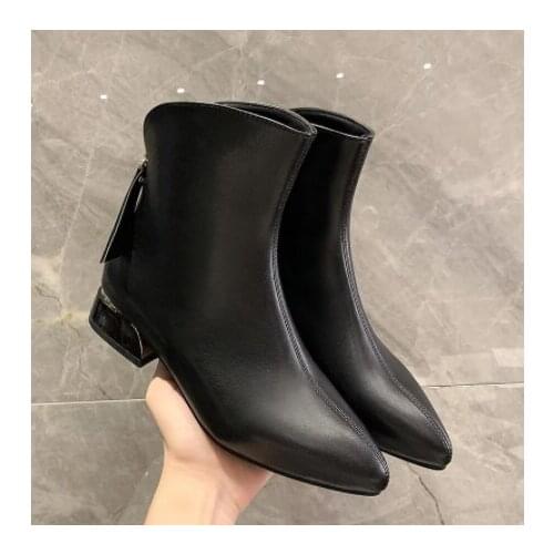 Winter Womens Plus Velvet Casual Leather Boots Zipper Platform Nude Boots