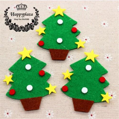 10pcs Lovely Non-woven Fabric Christmas Tree Applique Patches DIY Craft Decoration