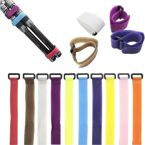 Reusable 10pcs Fishing Rod Tie Holder Strap Suspenders Fastener Hook Loop Cable Cord Ties Belt Nylon Fishing Tackle Pesca Tools
