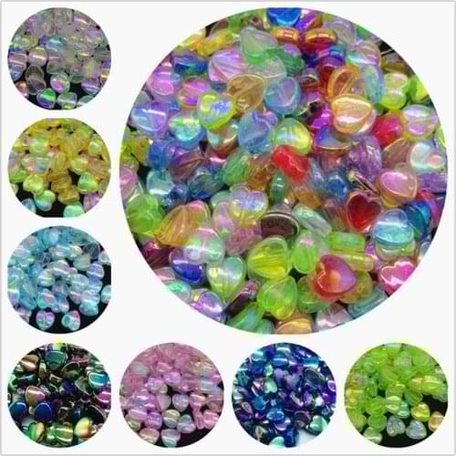 100pcs 10mm Heart Shape Acrylic Spacer Beads For Jewelry Making DIY Handmade Bracelet Necklace