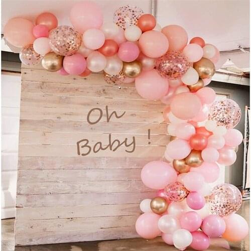 112pcs Pink Balloon Arch Garland Kit White Gold Confetti Latex Balloons Valentines Day Wedding Birthday Party Decoration