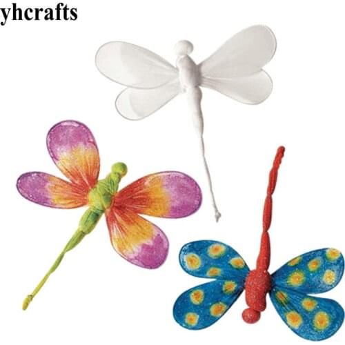 12PCS/LOT Paint unfinished silk dragonfly hanger Kindergarten arts and crafts Early learning educational toys Creative fancy