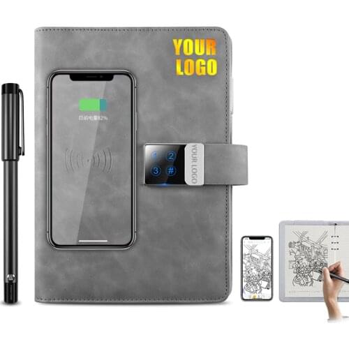 2021 New Arrival Powerbank Wireless Charging Smart APP Handwriting Notebook with Digital Lock