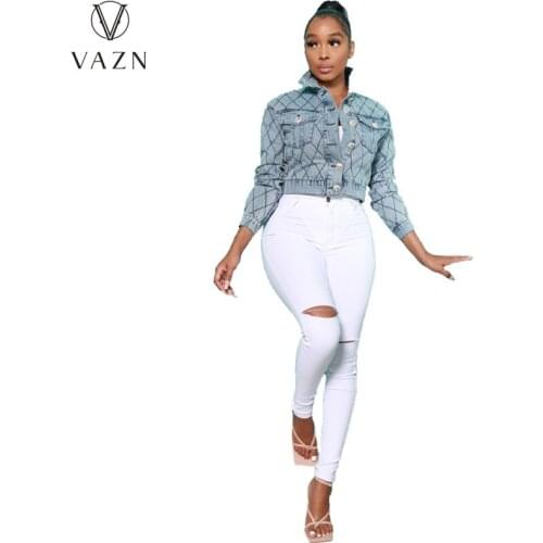 VAZN 2021 Top Quality Sexy Hole Top Daily Soft Elastic Solid Free Fashion High Waist Skinny Long Pencil Pants