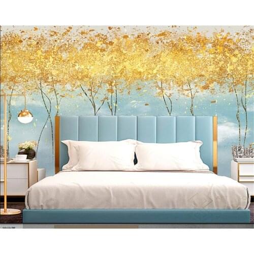 Customized 3d wallpaper modern TV background wall paper European wallpaper golden woods deer living roomwall papers home decor